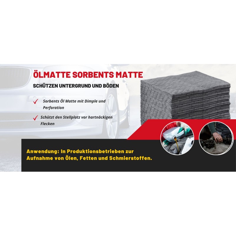 NAKAN Ölbindematten 20 Stück - Saugfähige Matten Für Werkstatt & Industrie